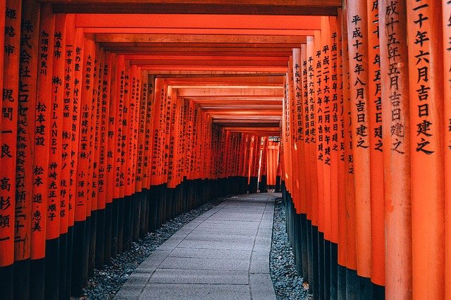 京都　赤　鳥居　写真