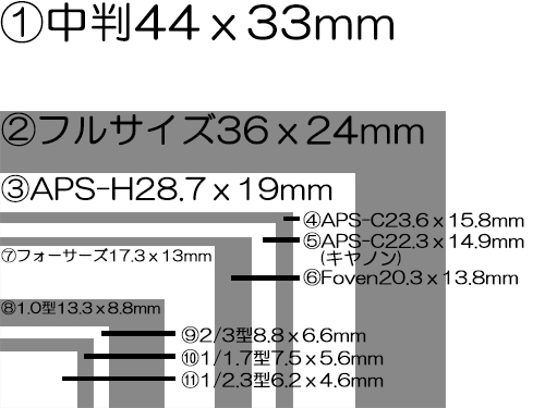 カメラ センサーサイズ 解説 画像